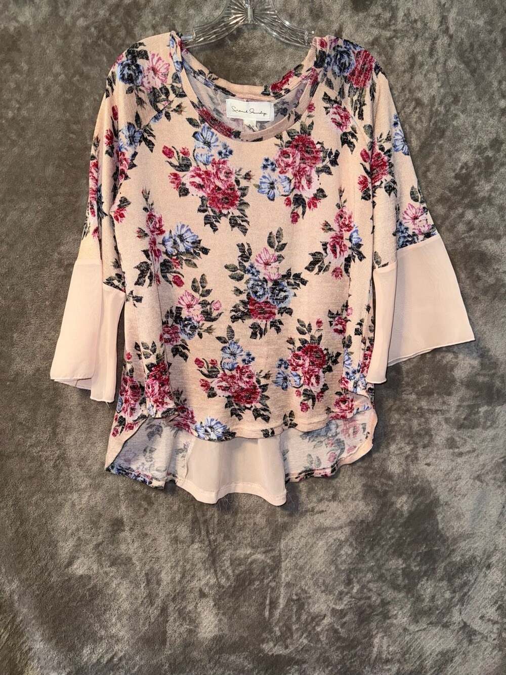 French Laundry Floral Print High-Low Top Size L